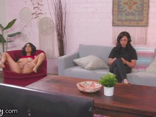 Girlsway Eliza Ibarra Gets Caught By Roommate Whitney Wright While Masturbating xxx clip films