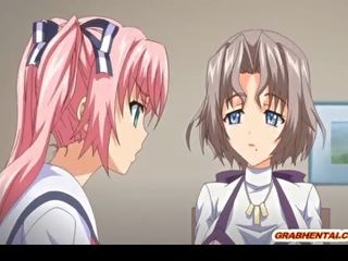Krūtinga anime mišrūs studentai tittyfucking ir rijimas sperma