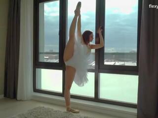 Russian big tits gymnast Alica Bruno spreads legs really well