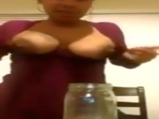 Ebony damsel Milking Her Big Black Tits, xxx clip 00
