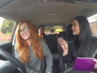 Fake Driving School Fake Instructors Hot Car Fuck with Busty Blonde Minx