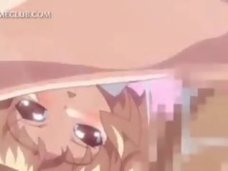 Sīka auguma anime skaistule aizņem loceklis uz mute un maz quim
