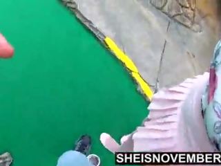 4k hd tegar perempuan hitam langkah kekasih seks / persetubuhan langkah ayah dan beau sama hari di mini golf kursus bintang lucah sheisnovember