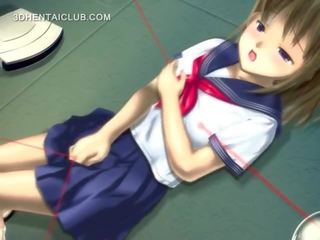 Animen sötnos i skola enhetlig masturberar fittor
