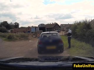 British cop pulls over blonde whore to fuck