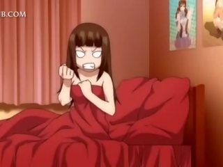 3d hentai cô gái được âm hộ fucked lược lên váy trong giường