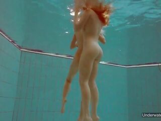 Two elite Chicks Enjoy Swimming Naked in the Pool: HD dirty video 33