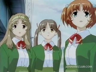 Tatlong-dimensiyonal anime video pagtitipon ng malibog kaakit-akit schoolgirls