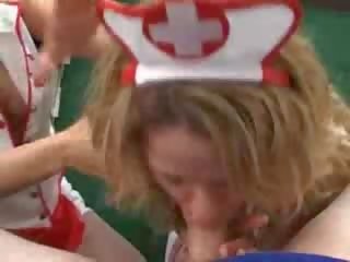 2 hot nurses give a blowjob