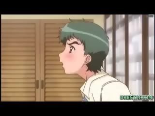Busty hentai gets standing fucked from behind
