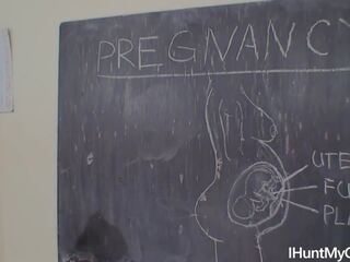 Young Pregnant Student Wanks Her Pussy in the Classroom
